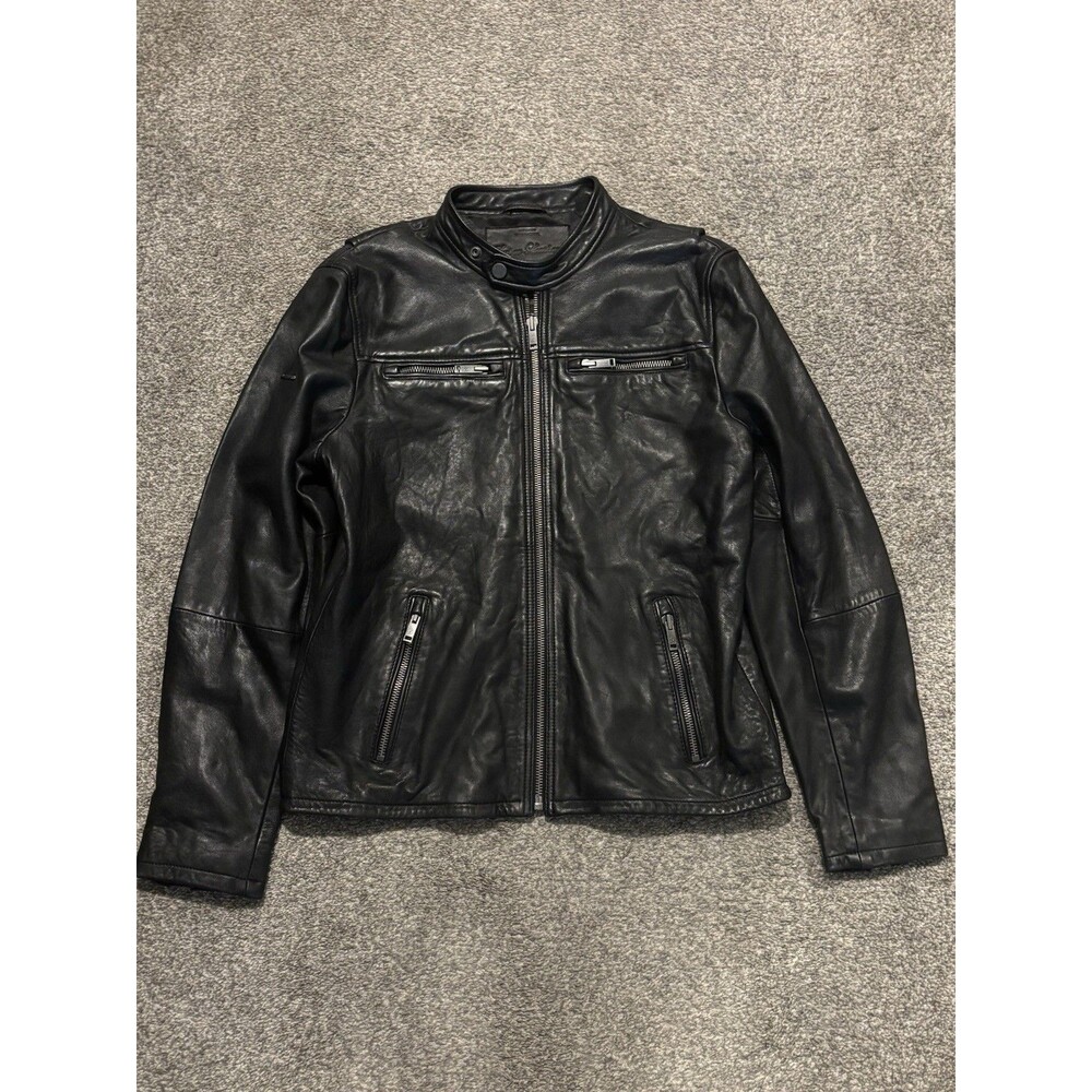 Super Dry Classic Real Hero Leather Jacket Size 2XL Black